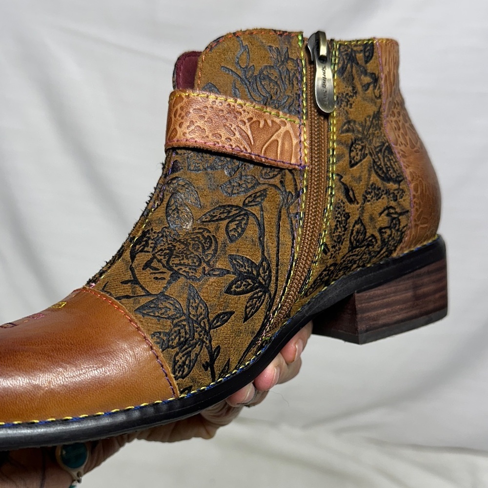 Spring Step L'Artiste Georgiana Multicolor Leather Ankle Boots - Picture 5 of 16